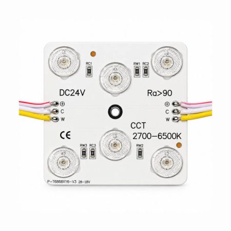 Módulo Led 68x68mm, lente 170°, DC24V, 5W, CCT, CRI>90, P20, 3000-4000-6000K