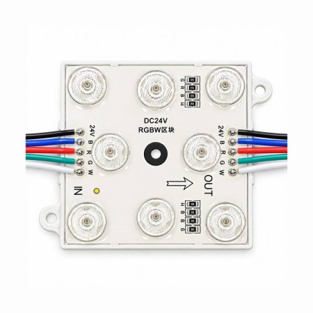 Módulo Led 68x68mm, lente 170°, DC24V, 6W, RGB+3000K, CRI>90, P65, RGB + Blanco cálido
