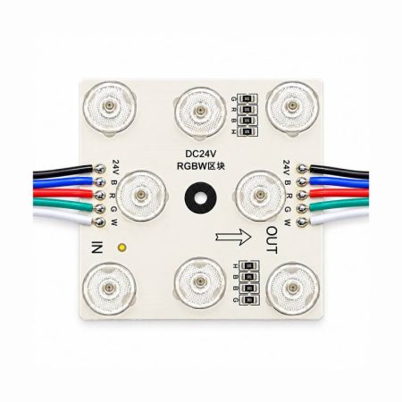 Módulo Led 68x68mm, lente 170°, DC24V, 6W, RGB+6000K, CRI>90, P20, RGB + Blanco frío
