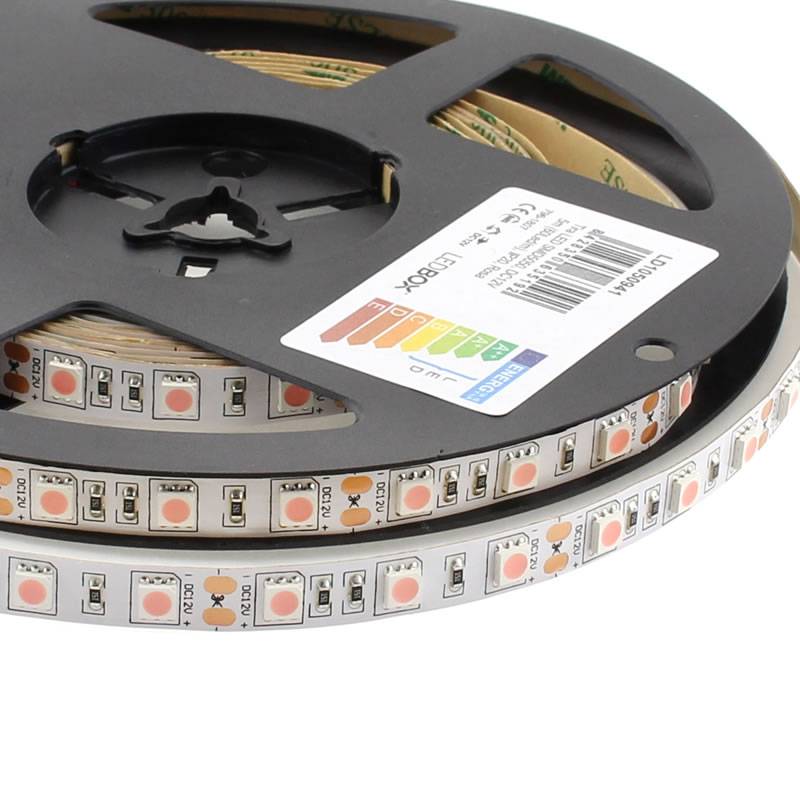 Tira LED SMD5050, DC12V, 5m (60 Led/m), ROSA - IP20, Rosa/Magenta