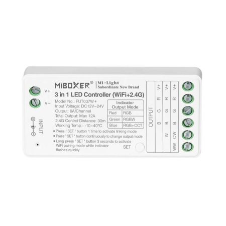 Controlador WiFi + 2.4G RF + Bluetooth, DC12-24V, 12A, 3 en 1, RGB+RGBW+RGBCCT