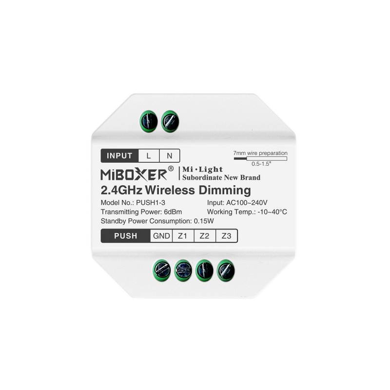 Pulsador inalámbrico RF, 220V, 3 zonas monocolor