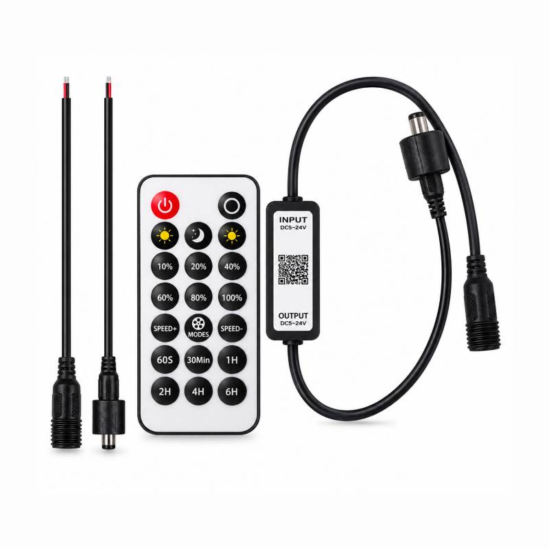 Controlador IP68, mono, RF + Bluetooth APP, DC5-24V, 6A + mando