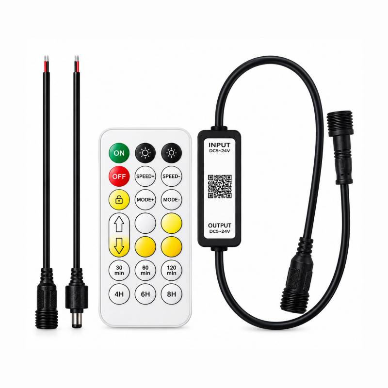 Controlador IP68, CCT dual, RF + Bluetooth APP, DC5-24V, 6A + mando