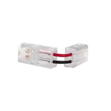 Conectores L-V transparente con cable para unión de tiras LED COB + SMD - 8mm