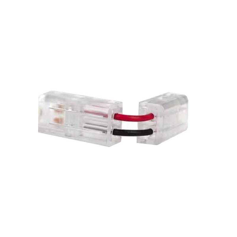Conectores L-V transparente con cable para unión de tiras LED COB + SMD - 8mm