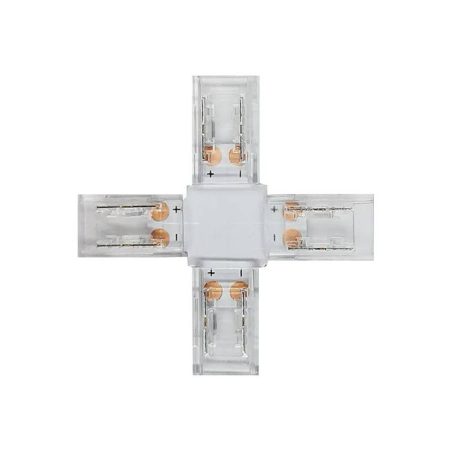 Conector X transparente para unión de tiras LED COB + SMD - 10mm