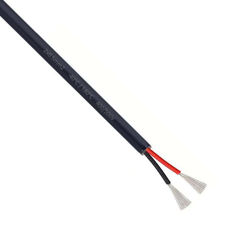 Cable anticalórico de silicona 2x0,50mm, 1m, negro