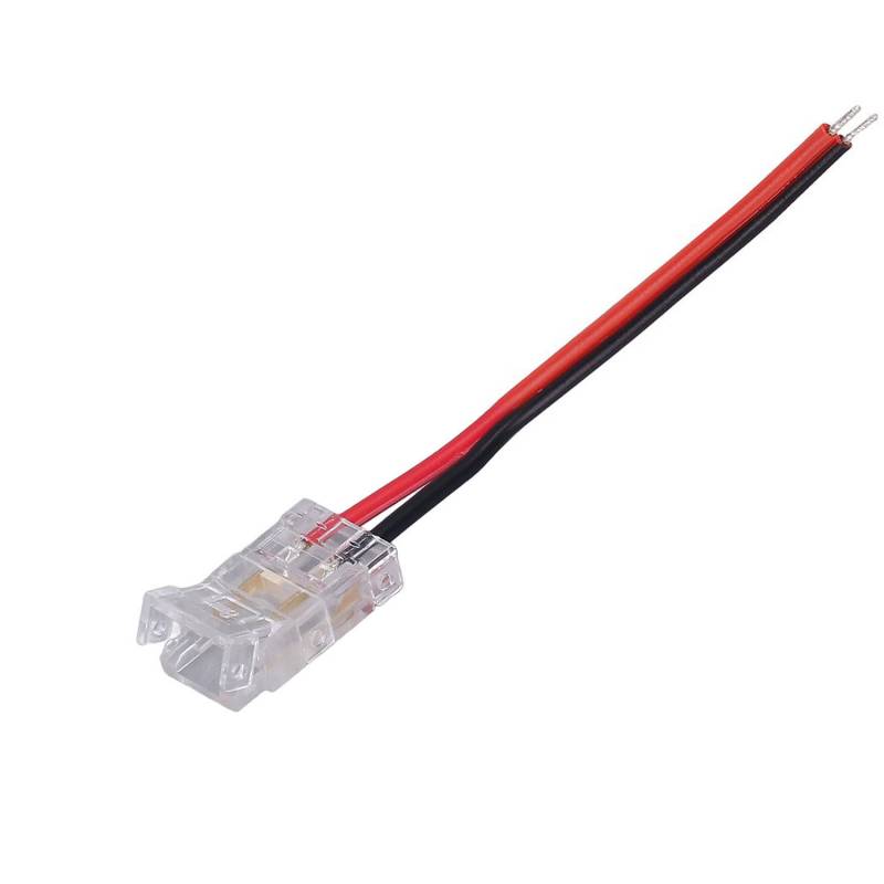 Conector Transparente con cable 10,5cm para tiras LED COB + SMD - 8mm