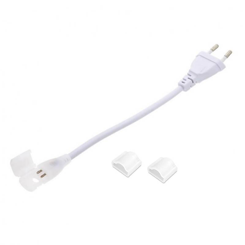Kit Conector EU Plug tira LED 220V SMD2835 DUAL + Tapas