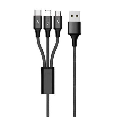 Cable de Carga USB 3 en 1 - Multi Cable USB Tipo C, Cable Micro USB y Cable Cargador iPhone iPad