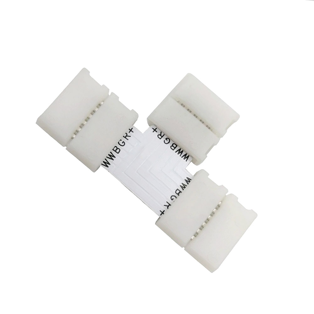 Unión / conector T rígido Pin Click para tiras LED RGB+CCT 6 pin