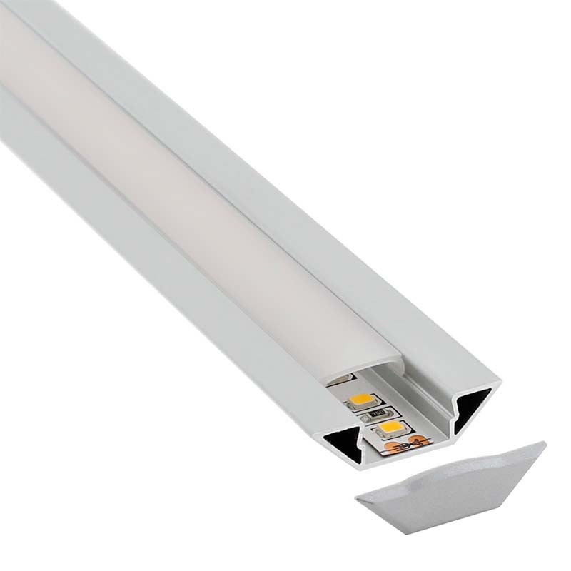 KIT - Perfil aluminio SINGE para tiras LED, 1 metro