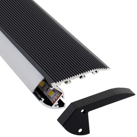 KIT - Perfil aluminio negro CINEMA para tiras LED, 1 metro