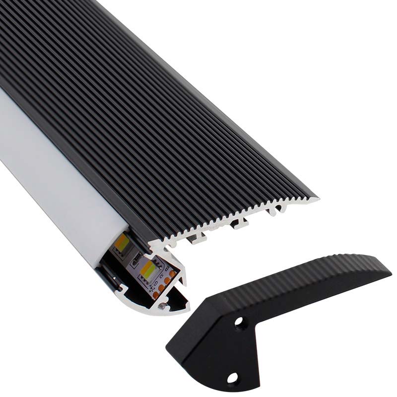 KIT - Perfil aluminio negro CINEMA para tiras LED, 1 metro