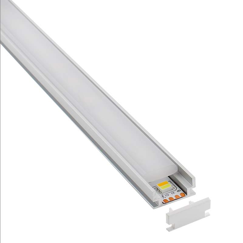 KIT - Perfil aluminio HARDY para tiras LED, 2 metros