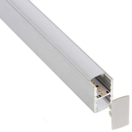 KIT - Perfil aluminio KEN para tiras LED, 2 metros