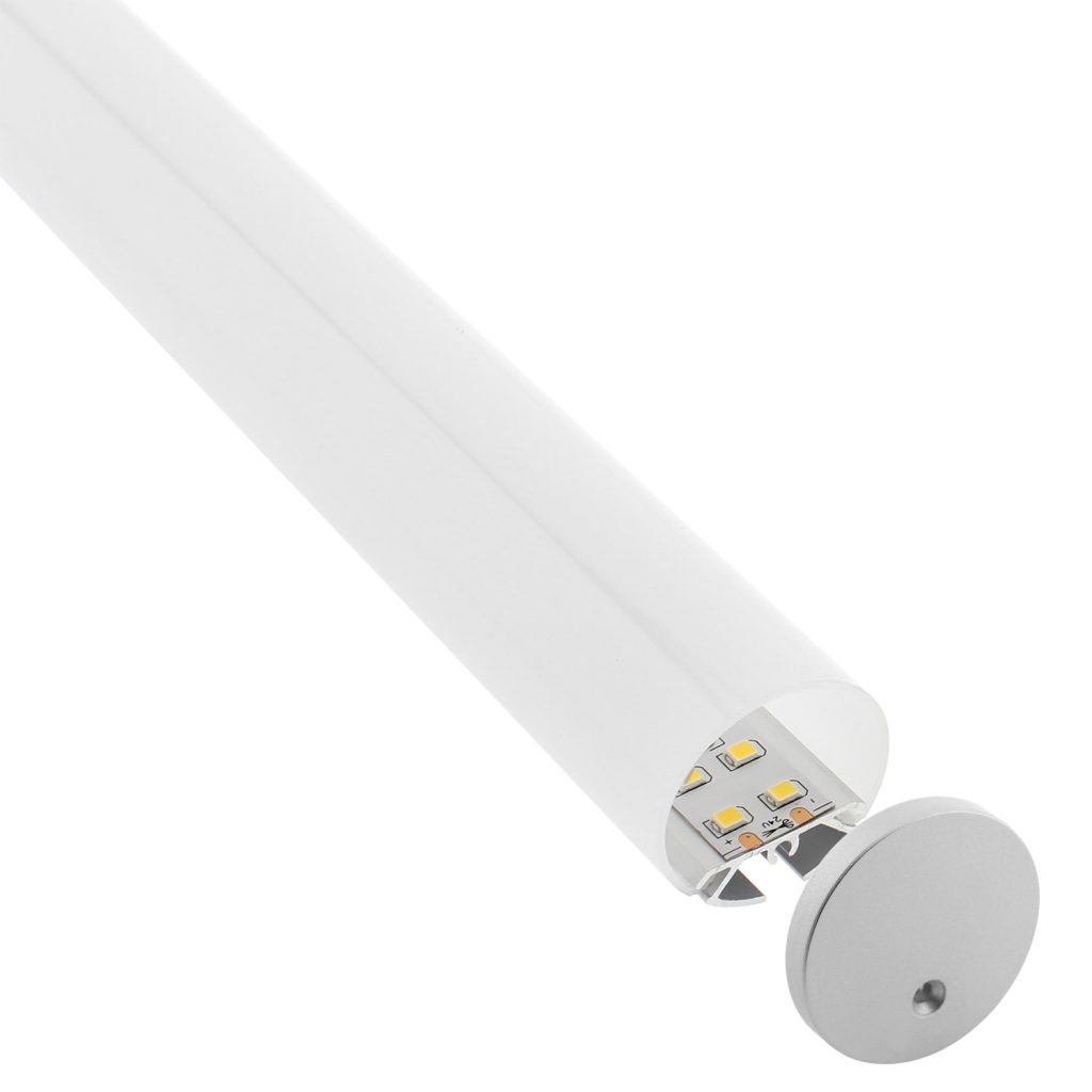 KIT - Perfil aluminio BAROUND Ø30 para tiras LED, 1 metro
