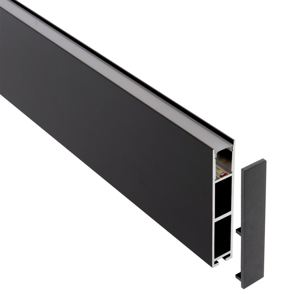 Perfil aluminio PHANTER S1 para tiras LED, 2 metros, negro