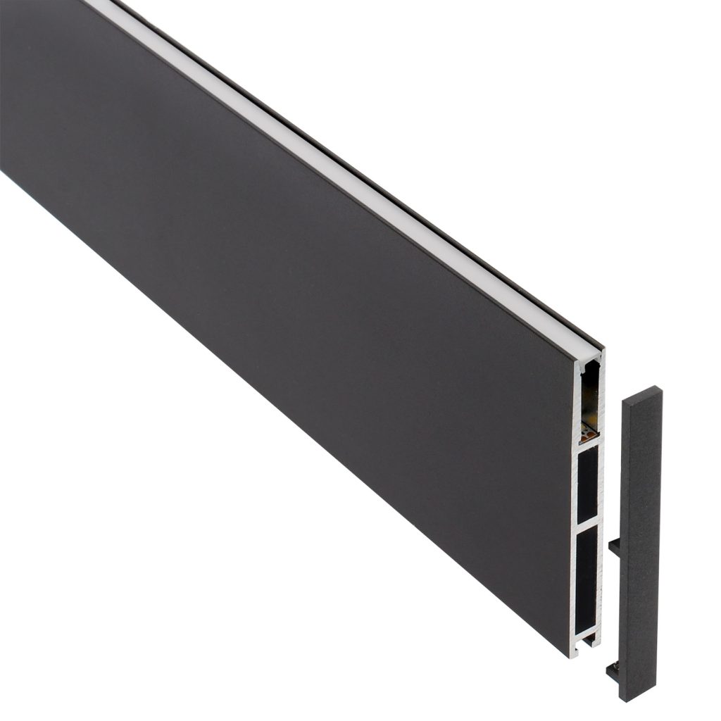 Perfil aluminio PHANTER S3 para tiras LED, 1 metro, negro