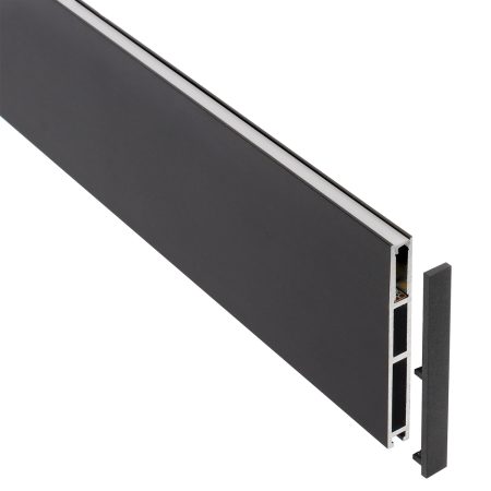 Perfil aluminio PHANTER S3 para tiras LED, 2 metros, negro