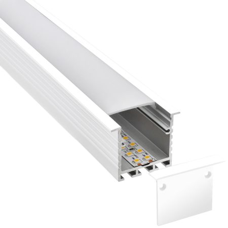 KIT - Perfil aluminio TEITO para tiras LED, 1 metro, blanco