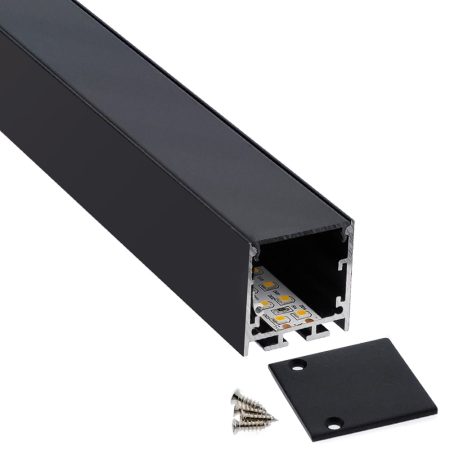 KIT - Perfil aluminio VART SUSPEND 1 metro, negro con cubierta negra