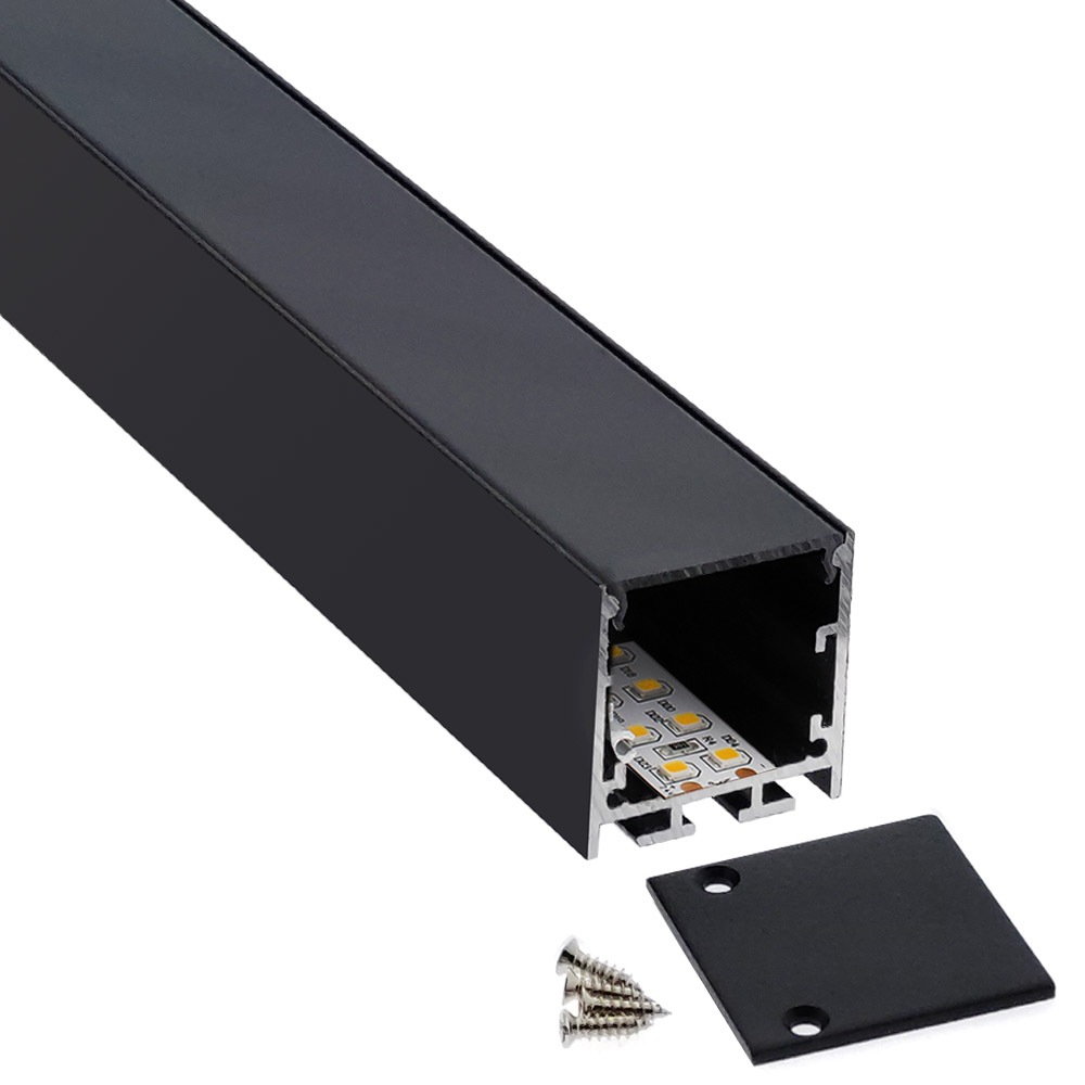 KIT - Perfil aluminio VART SUSPEND 2 metros, negro con cubierta negra