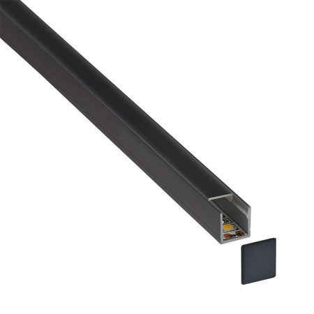 KIT - Perfil CUB 1010 para tiras LED, 2 metros, negro