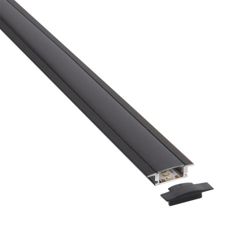 KIT - Perfil aluminio LISEN para tiras LED, 1 metro, negro