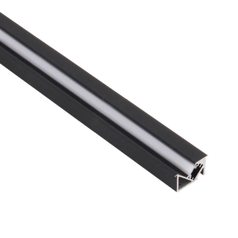 KIT - Perfil aluminio SKEB para tiras LED, 1 metro, negro