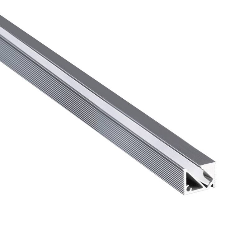 KIT - Perfil KIRK con cubierta de silicona para tiras LED, 2 metros, gris