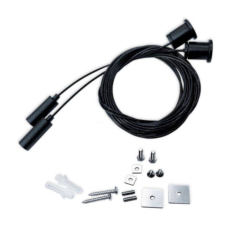 Set de 2 cables de suspensión 2m para perfiles y carriles, negro