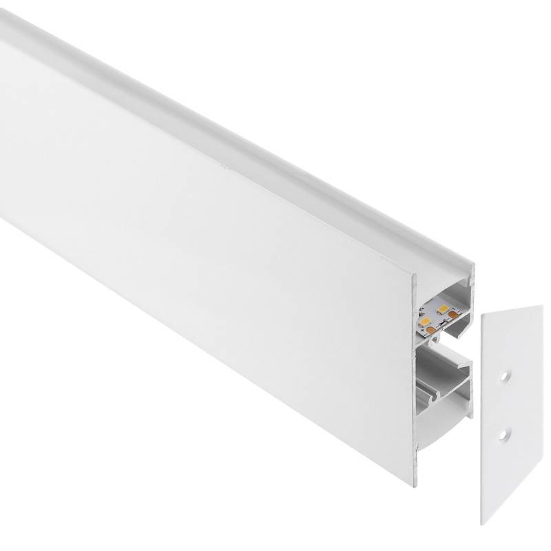 KIT - Perfil aluminio WALL 75mm para tiras LED, 2 metros, blanco