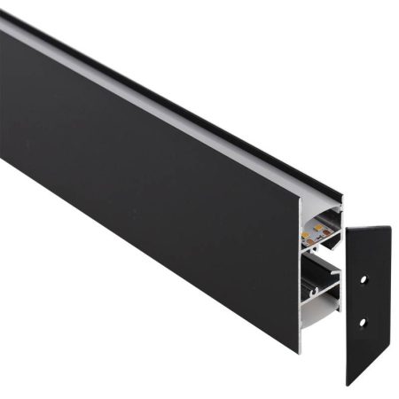 KIT - Perfil aluminio WALL 75mm para tiras LED, 1 metro, negro