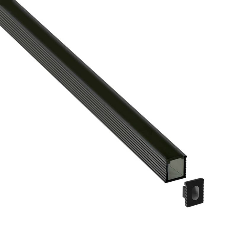 KIT - Perfil CUB 0809 para tiras LED, 1 metro, negro