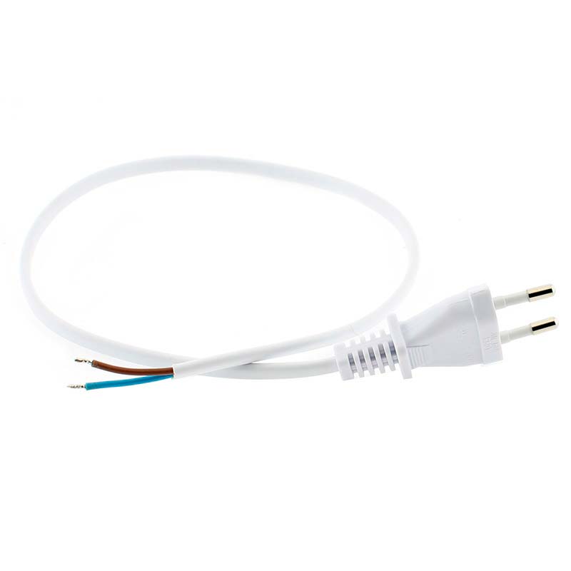 Cable 2 x 0,75mm, clavija EU, 0,5m. blanco