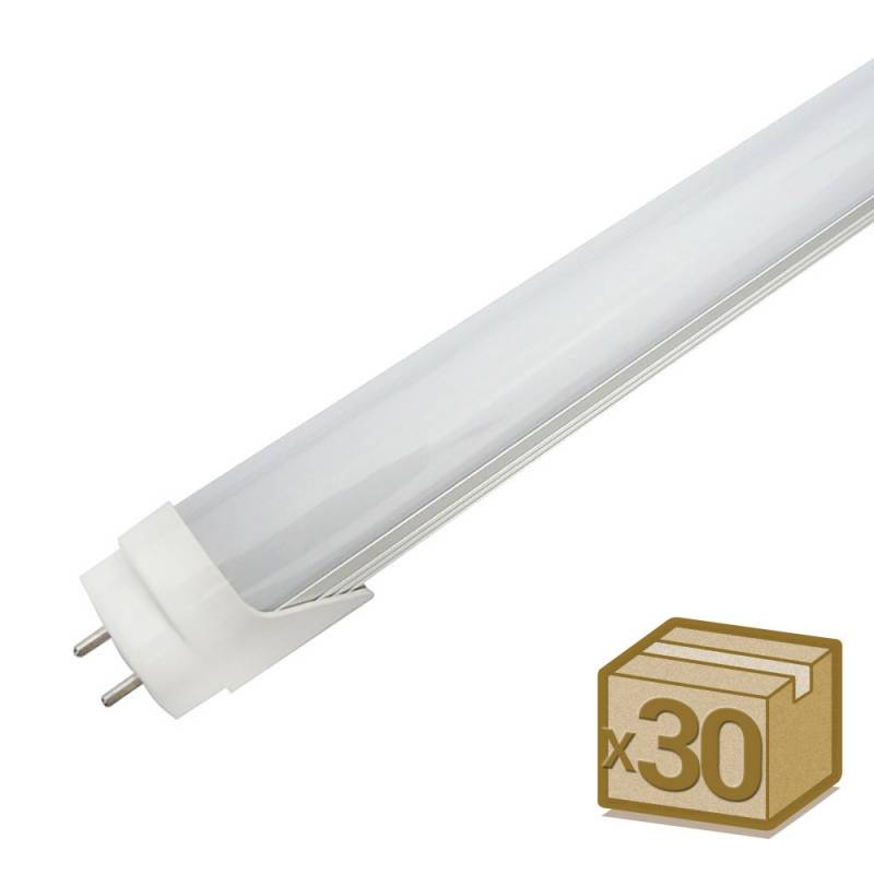 Pack 30 Tubos LED T8 SMD2835 - Aluminio - 20W - 120cm, Conexión un Lateral, Blanco cálido