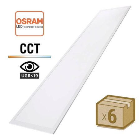 Pack 6 x Paneles LED 48W-40W-36W-24W, 30x120cm, 4CCT, UGR