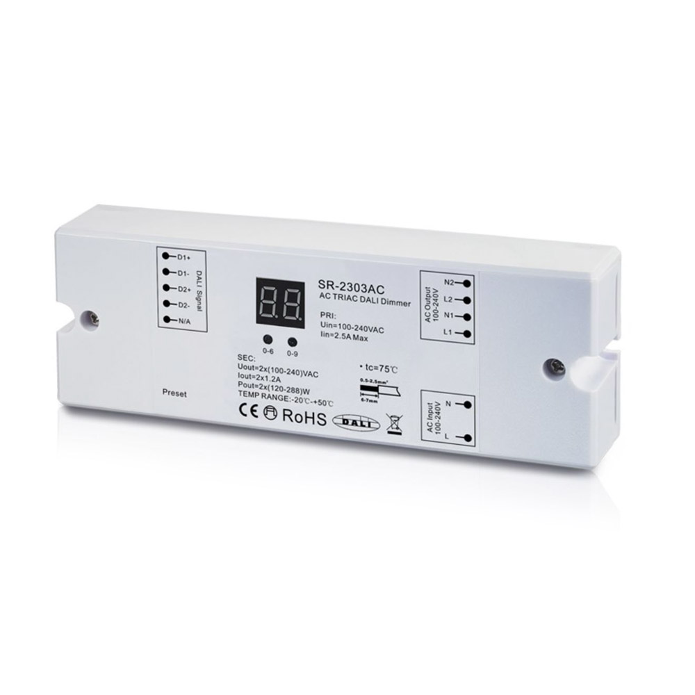 DALI Driver AC100-240V, 1,2A, 2CH,576W, Regulable