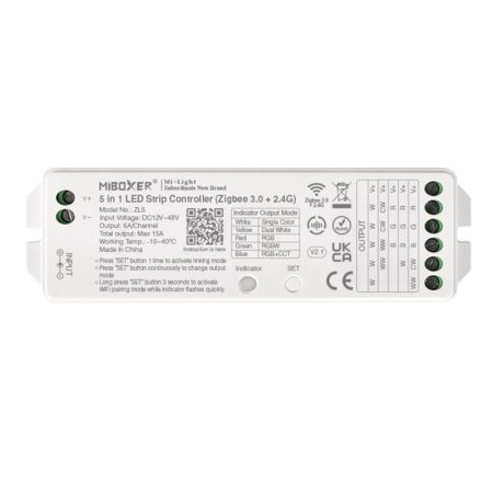ZigBee controlador DC12-48V - 5 en 1 (mono, CCT, RGB, RGBW, RGB+CCT)