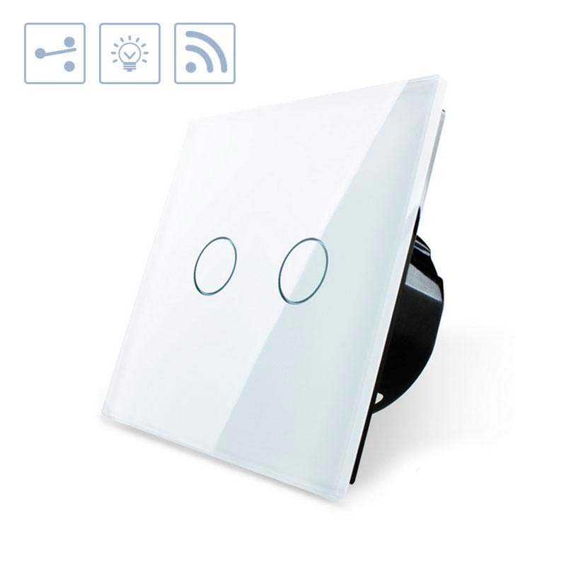 Conmutador táctil doble + remoto, frontal blanco LIVOLO