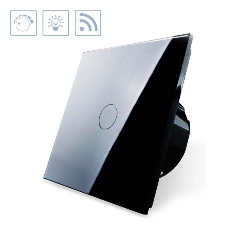 Interruptor táctil con regulador TRIAC Dimmer + remoto, frontal negro LIVOLO, regulable