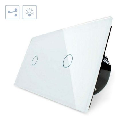 Conmutador táctil, 2 botones, frontal blanco LIVOLO
