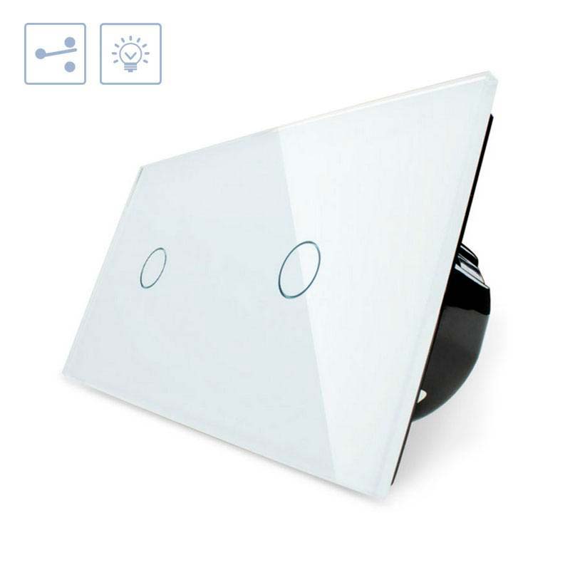 Conmutador táctil, 2 botones, frontal blanco LIVOLO