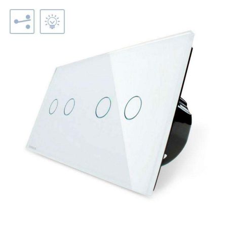Conmutador táctil, 4 botones, frontal blanco LIVOLO