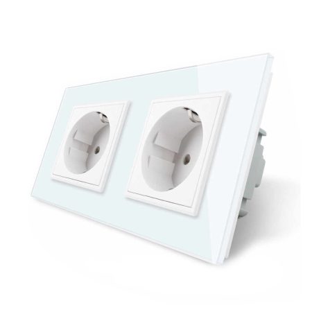 Enchufe Schuko doble EU 16A, frontal blanco LIVOLO