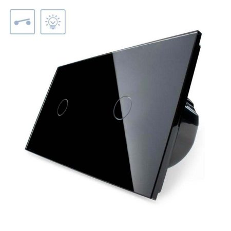 Interruptor táctil, 2 botones, frontal negro LIVOLO