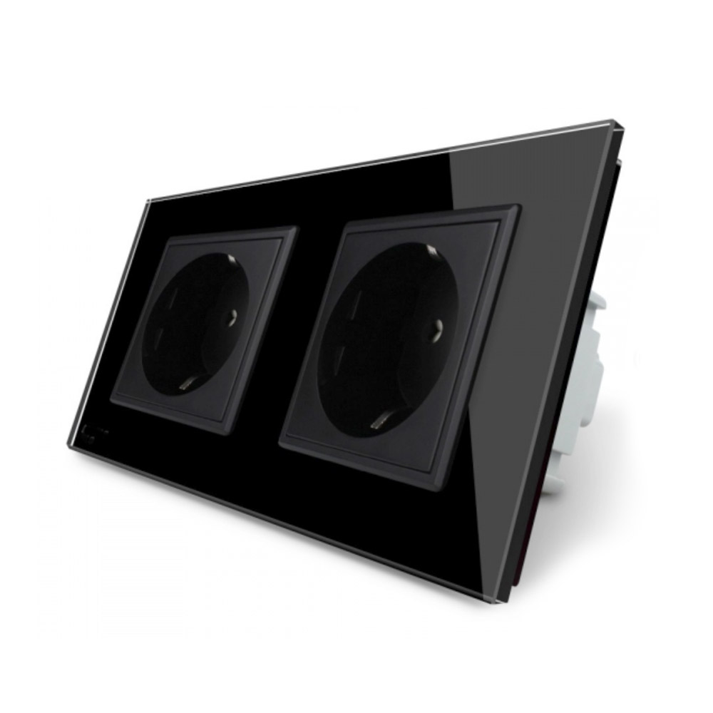 Enchufe Socket doble EU 16A, frontal negro LIVOLO
