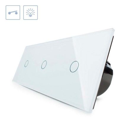 Interruptor 3 módulos táctil, 3 botones, frontal blanco LIVOLO
